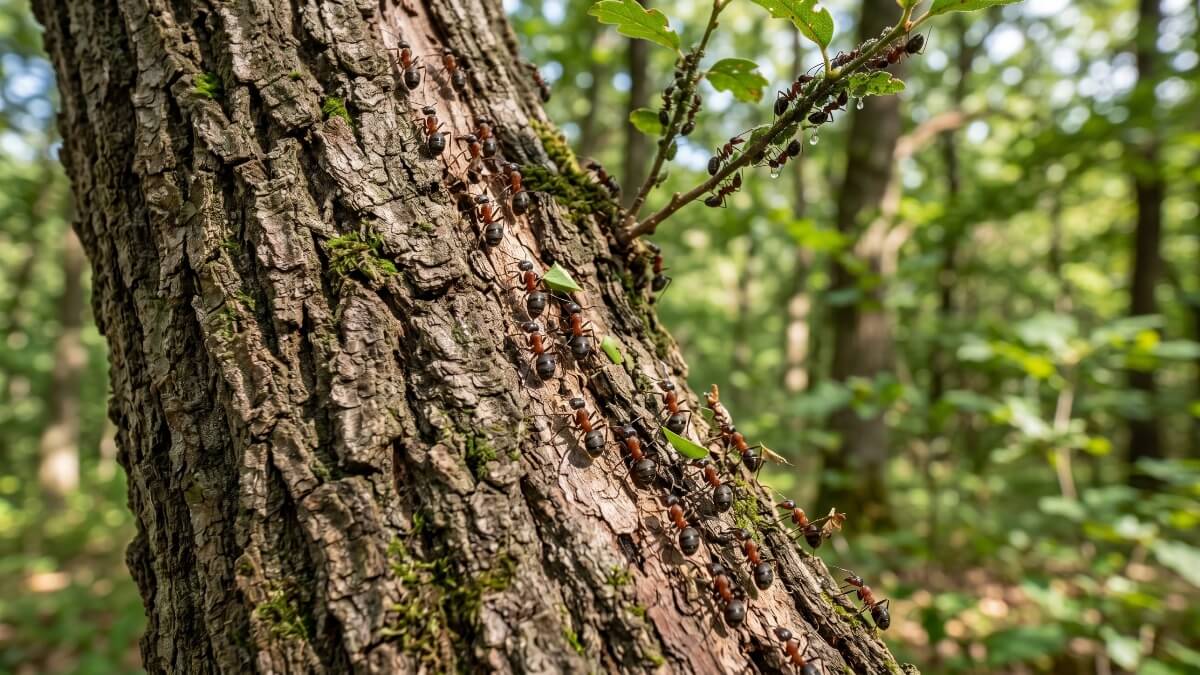 ants climbing trees